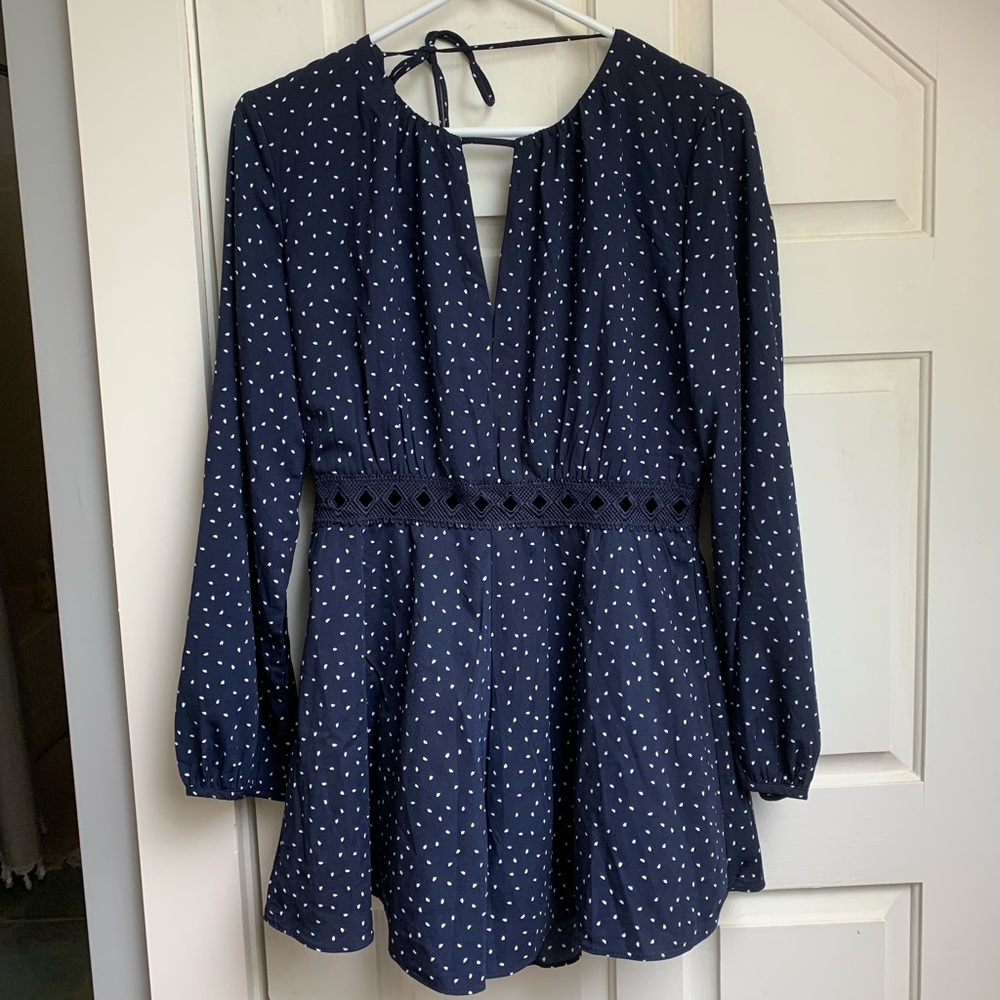 Blue and white romper.